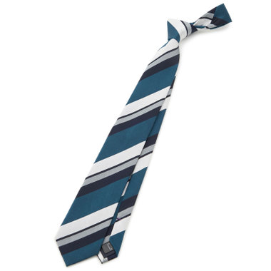 【BLACK LINE】シルクブレンドストライプネクタイ 7.5cm幅/ブルー×ネイビー