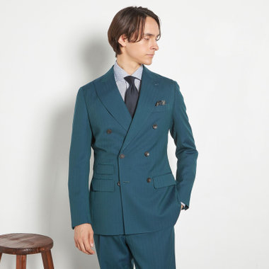 【CLASSICO TAPERED】【春夏】6釦2掛けダブルスーツ 2タック/グリーン/NEW ZEALAND WOOL MIX/裾直し必要