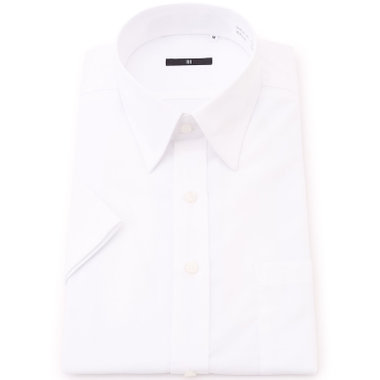 【発送在庫あり】【BLACK LINE/半袖】【形態安定】レギュラーカラードレスワイシャツ/ホワイト×ソリッド