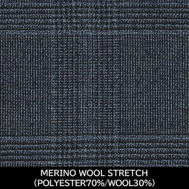 【国内縫製】【MEN'S】【パターンオーダー】【CLASSICO TAPERED W】【春夏】スーツネイビーグレー×チェック/MERINO WOOL STRETCH (POLYESTER70% WOOL30%)