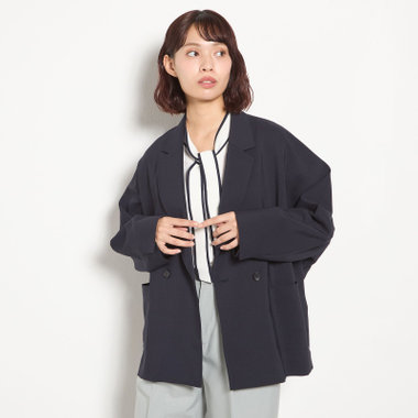 【SILVER LINE】【春夏】2釦1掛けダブルジャケット/ネイビー/ウォッシャブル/4S SUSTAINABILITY&ECOLOGY FABRIC/Naturemier