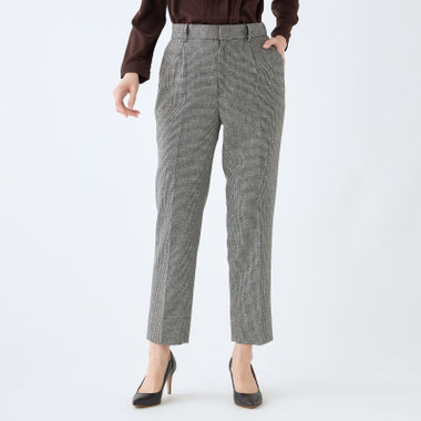 【RELAX TAPERED】【秋冬】パンツ/ホワイト＆ブラック×ハウンドトゥース/ウエストシャーリング/RE:NEWOOL/※裾上げ済み仕様