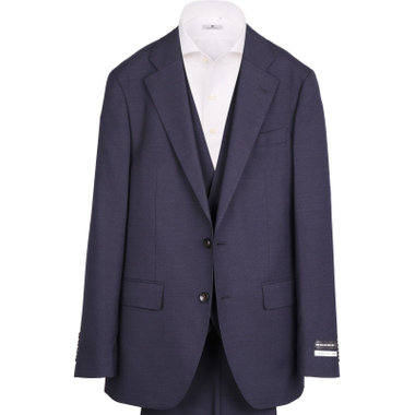 【発送在庫あり】【CLASSICO TAPERED】【年間】2釦シングルスリーピーススーツ 1タック/ネイビー×ソリッド/ストレッチ/NEW ZEALAND WOOL MIX