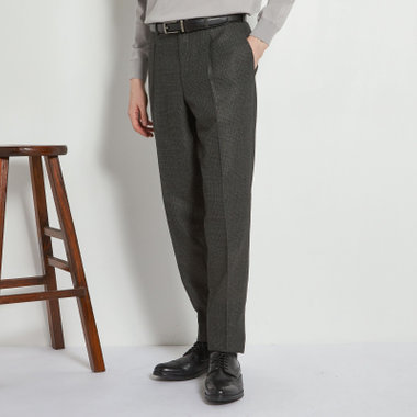 【5DAYS CLOSET】【RBC】【春夏】1タックテーパードパンツ/カーキ×チェック/ウエストムーブ仕様/4S SUSTAINABILITY&ECOLOGY FABRIC/※裾上げ必要