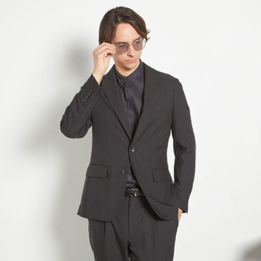【RBC】【春夏】2釦シングルスーツ 1タック/ブラック×チェック/ウエストムーブ/4S AIR SUSTAINABILITY&ECOLOGY FABRIC/※パンツ裾上げ済仕様