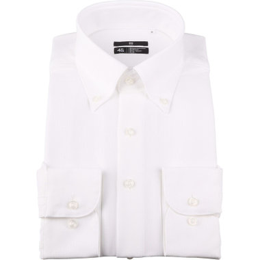 【BLACK LINE】ボタンダウンワイシャツ/ホワイト×ドビーストライプ/「4S」スーパーノンアイロン・ストレッチ