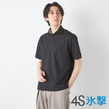【発送在庫あり】【RBC/半袖】ホリゾンタルビズポロシャツ/ブラック/「FREEZETECH 氷撃」冷感PRINT「4S」スーパーノンアイロン・ストレッチ