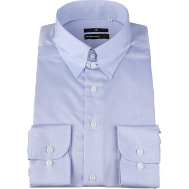 【BLACK LINE】【形態安定】【ノンアイロン】タブカラードレスワイシャツ/ブルー/NON IRON COTTON
