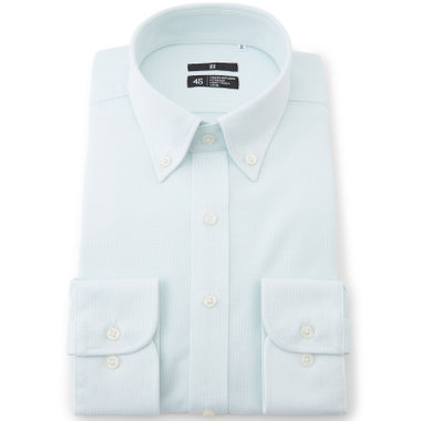 【発送在庫あり】【BLACK LINE】ボタンダウンワイシャツ/ミントグリーン×ドビー/「4S」スーパーノンアイロン・ストレッチ