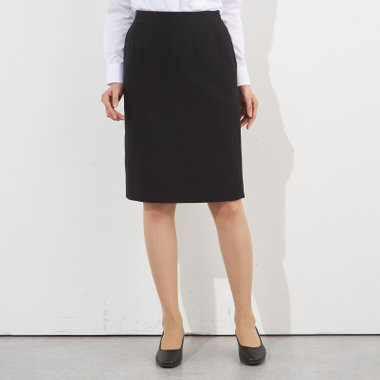【SILVER LINE】【年間】タイトスカート/ブラック/ウエストシャーリング仕様/4S SUSTAINABILITY&ECOLOGY FABRIC