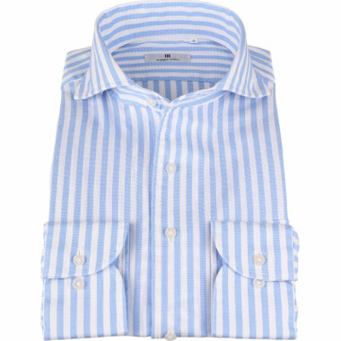【WEB限定/OUTLET】【CLASSICO TAPERED】ホリゾンタルワイドワンピースカラードレスワイシャツ/ブルー＆ホワイト×ストライプ