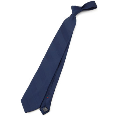 【SILVER LINE】シルクブレンドストライプネクタイ 8.０cm幅/ネイビー
