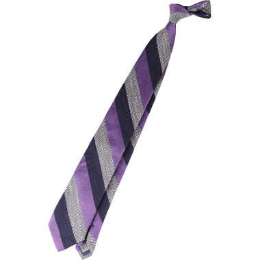 【発送在庫あり】【SL】コットンリネンストライプネクタイ 8.0cm幅/ネイビー×パープル×ホワイト/ITALIAN FABRICS