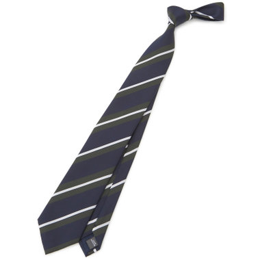 【SILVER LINE】シルクブレンドストライプネクタイ 8.0cm幅/グリーン×ネイビー