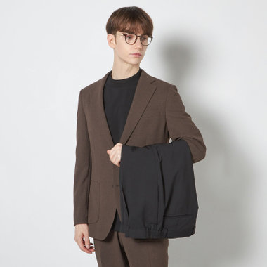 【RBC】【春夏】コーディネートパンツ付き/2釦シングルスーツ 1タック/ブラウン+ブラックソリッドパンツ/パッチポケット/ウエストムーブ/4S AIR SUSTAINABILITY&ECOLOGY FABRIC/※パンツ裾上げ済仕様