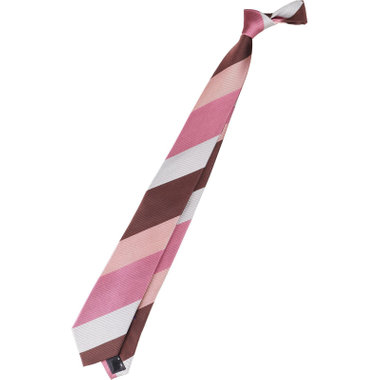 BL】シルクストライプネクタイ 7.5cm幅/ピンク×ブラウン