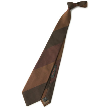 【SILVER LINE】コットンシルクストライプネクタイ 8.5cm幅/ブラウン/JAPAN MADE