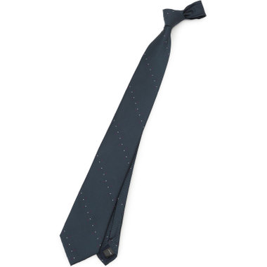 【SL】シルクブレンド小紋ネクタイ 8.0cm幅/ネイビー＋パープル＆ホワイト