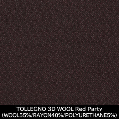 【国内縫製】【MEN'S】【パターンオーダー】【SLIM TAPERED】【秋冬】スーツ/ワイン/TOLLEGNO 3D WOOL Red Party(WOOL55% RAYON40% POLYURETHANE5%)