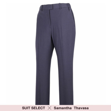 【WEB限定/OUTLET】【発送在庫あり】【SUIT SELECT×Samantha Thavasa】【年間】ストレートパンツ/ネイビー×ストライプ/4S/マシンウォシャブル/※裾上げ必要