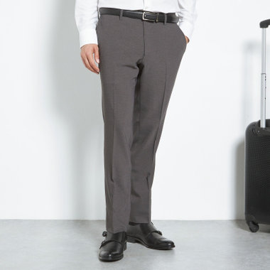 【SLIM TAPERED】【年間】ウォッシャブル0タックテーパードパンツ/グレー/裾上げ済仕様