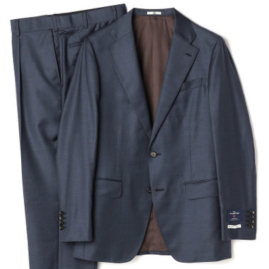 【先行予約】【CLASSICO TAPERED】【秋冬】2釦シングルスーツ 1タック/ネイビー×メランジ調ソリッド/ウエストムーブ/Ermenegildo Zegna Traveller /※裾上げ必要