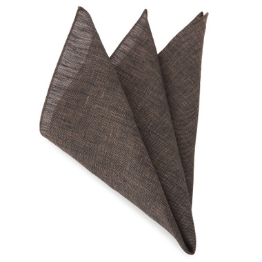 リネンポケットチーフ/ブラウン