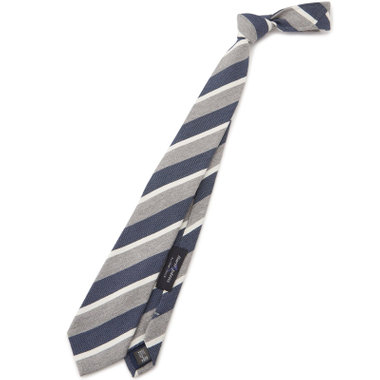 BL】コットンシルクブレンドストライプネクタイ 7.5cm幅/グレー