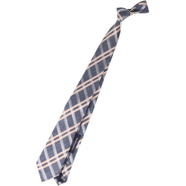【発送在庫あり】【BL】リネンシルクチェックネクタイ 7.5cm幅/ネイビー×サンドブラウン×ホワイト/Finest fabrics by COMO ITALY