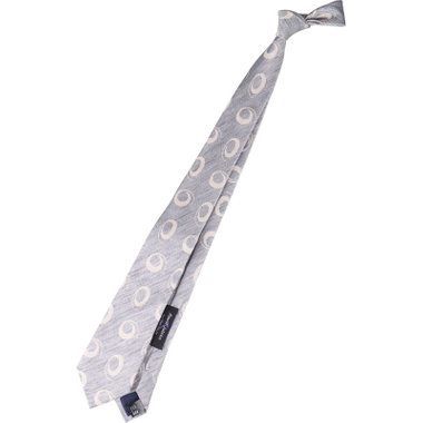 【発送在庫あり】【BL】リネンシルクコットン小紋柄ネクタイ 7.5cm幅/ネイビー×ベージュ/Finest fabrics by COMO ITALY