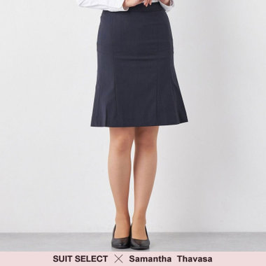 【SUIT SELECT×Samantha Thavasa】【年間】Aラインスカート/ネイビー×ストライプ/4S/マシンウォシャブル