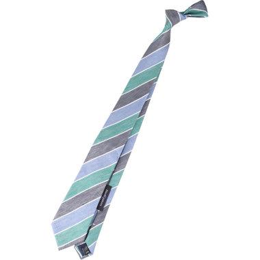 【発送在庫あり】【BL】リネンシルクコットンストライプネクタイ 7.5cm幅/グリーン×ネイビー×ブルー/Finest fabrics by COMO ITALY