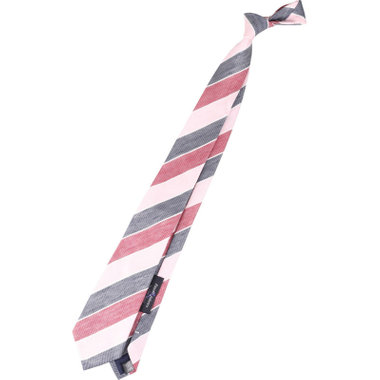 【発送在庫あり】【BL】リネンシルクコットンストライプネクタイ 7.5cm幅/ワイン×ピンク×ネイビー/Finest fabrics by COMO ITALY