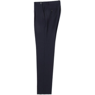 【BLACK LINE】【春夏】1タックワイドシルエットパンツ/ネイビー×シアサッカー/NEW ZEALAND WOOL MIX Super100’s/※裾上げ必要