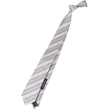 【発送在庫あり】【BL】リネンシルクコットンストライプネクタイ 7.5cm幅/ベージュ×ネイビー/Finest fabrics by COMO ITALY