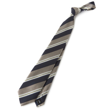 【SILVER LINE】シルクブレンドストライプネクタイ 8.0cm幅/ネイビー×ベージュ