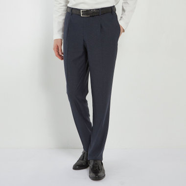 【CLASSICO TAPERED】【春夏】1タックテーパードパンツ/ネイビー/ウエストシャーリング仕様/4S SUSTAINABILITY&ECOLOGY FABRIC/※裾直し必要