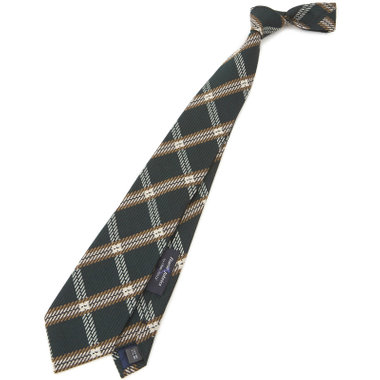 【SILVER LINE】シルクウールチェックネクタイ 8.5cm幅/グリーン/Finest fabrics by COMO ITALY