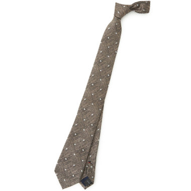 【発送在庫あり】【BL】シルク小紋ネクタイ 7.5cm幅/ベージュ×ホワイト