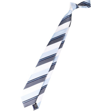 BL】シルクストライプネクタイ 7.5cm幅/サックス×ネイビー×ホワイト