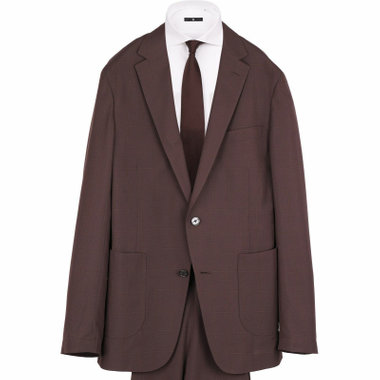 【WEB限定/OUTLET/汚れ・キズ等有】【SLIM TAPERED_2】【春夏】コーディネートパンツ付き/2釦シングルスーツ 0タック/ブラウン×チェック+ライトブラウンソリッド/ウォッシャブル※裾上げ必要