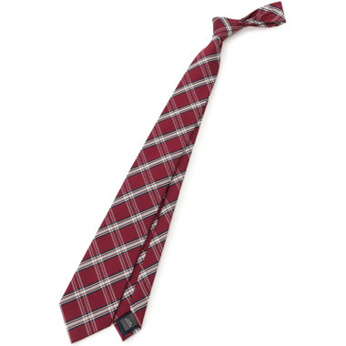 【BLACK LINE】シルクブレンドチェックネクタイ 7.5cm幅/ワイン