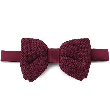 蝶ネクタイ/ワイン×ニット素材