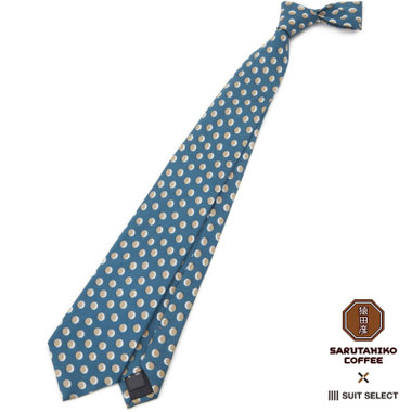 【SILVER LINE】シルク小紋ネクタイ 8.5cm幅/ブルー/SARUTAHIKO COFFEE