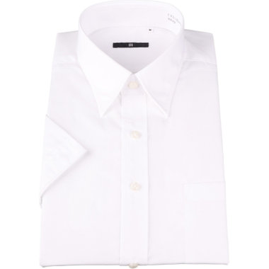 【WEB限定/OUTLET】【発送在庫あり】【BLACK LINE/半袖】【形態安定】レギュラーカラードレスワイシャツ/ホワイト×ソリッド/COOL COMFORT