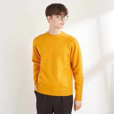 【RBC】【秋冬】天竺編みクルーネックニットセーター/イエロー