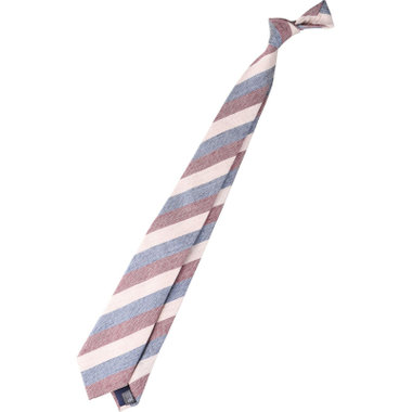 【発送在庫あり】【BL】コットンシルクリネンストライプネクタイ 7.5cm幅/ワイン×ネイビー×ベージュ/ITALIAN FABRICS