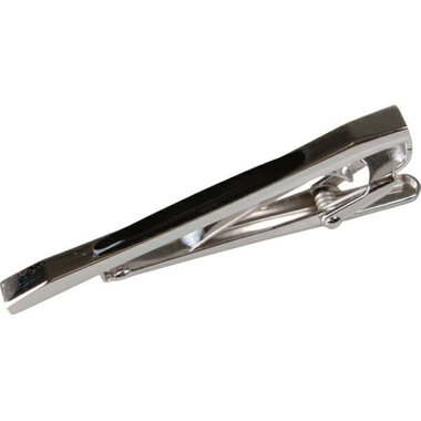 ネクタイピン タイクリップ 58mm×4mm/シルバー+ブラックストーン