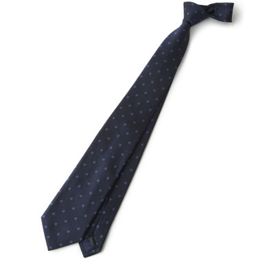 【BLACK LINE】シルクコットンドットネクタイ 7.5cm幅/ネイビー/ITALIAN FABRICS