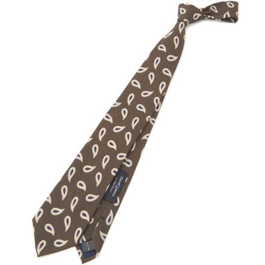 【SILVER LINE】ウール小紋ネクタイ 8.5cm幅/ブラウン/Finest fabrics by COMO ITALY